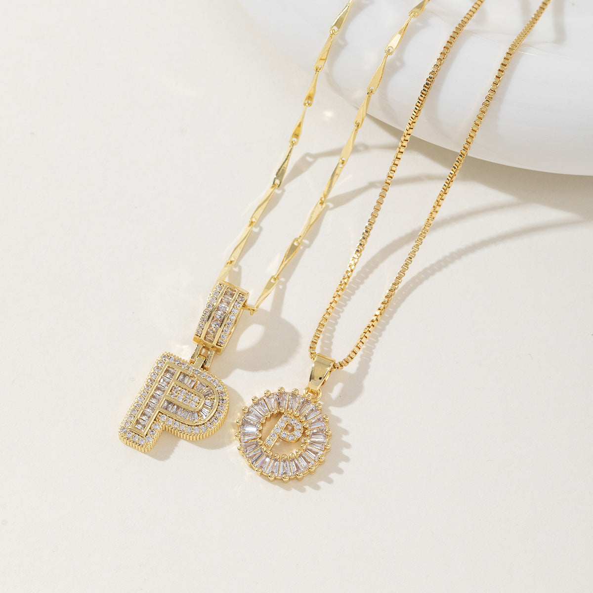 AISHA™ - Elegant 2-Pack Initial Letter Pendant Necklaces